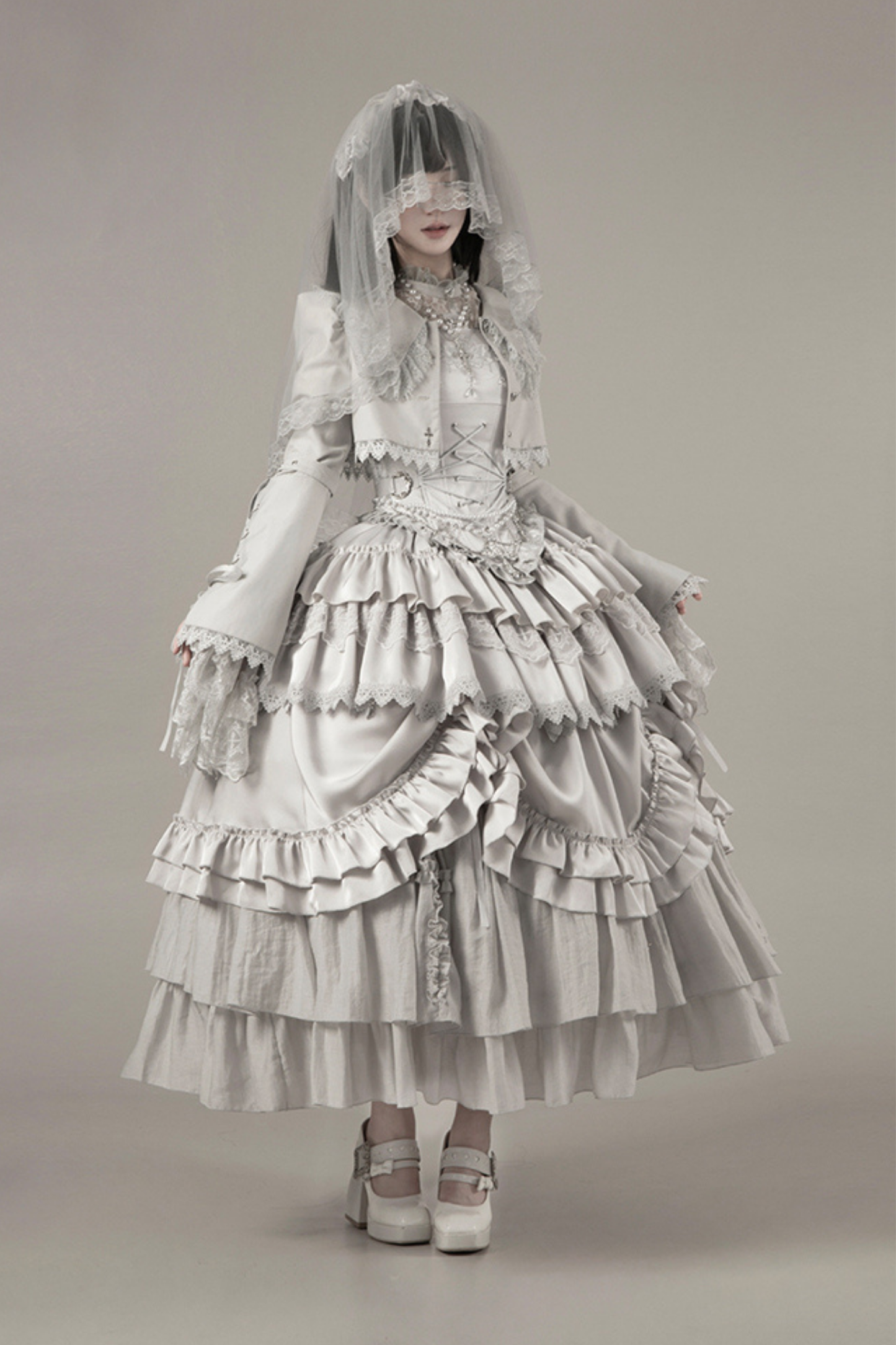 Gothic Lolita Skirt + Corset + Veil + Necklace + Waist Chain