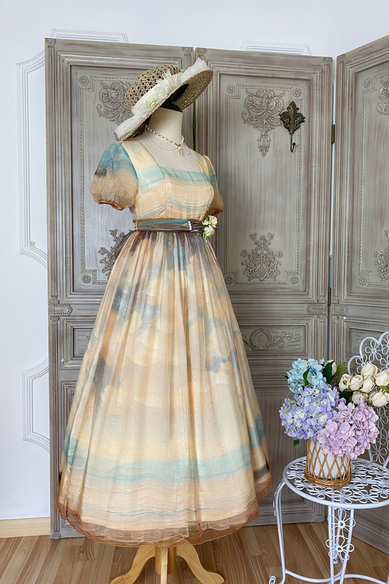 Marble Art High Waist Mark Lolita Dress