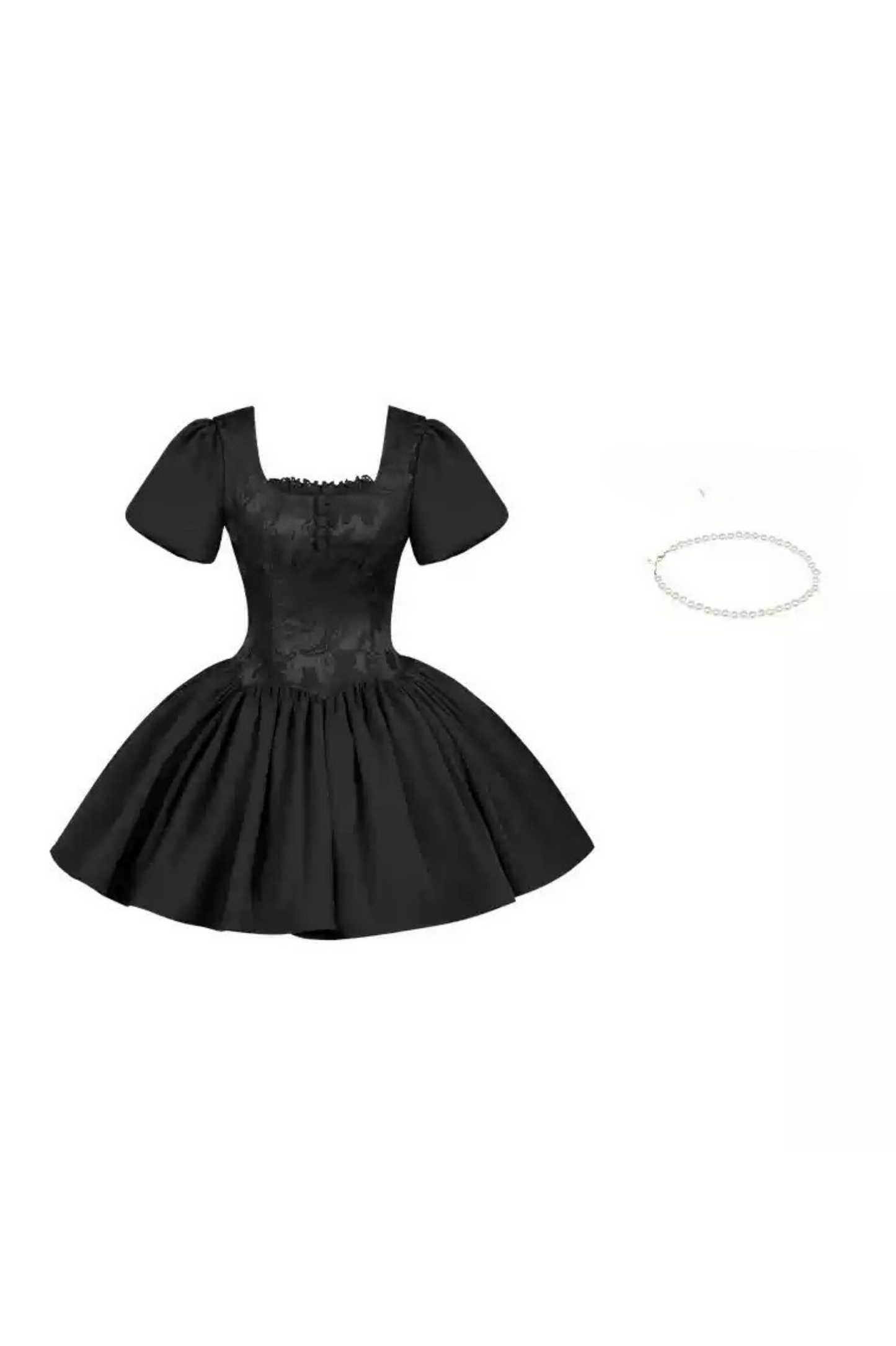 [pre-order] Dark Sweet Lolita Dress + Faux Collar + Necklace + Jacket + Ribbon + Sleeve + Fur Shawl