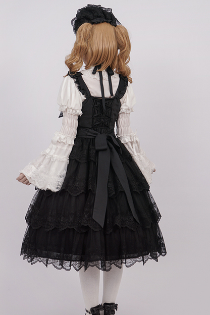 Flower Banquet Princess Sleeve Shirt + Ruffle Lolita Dress