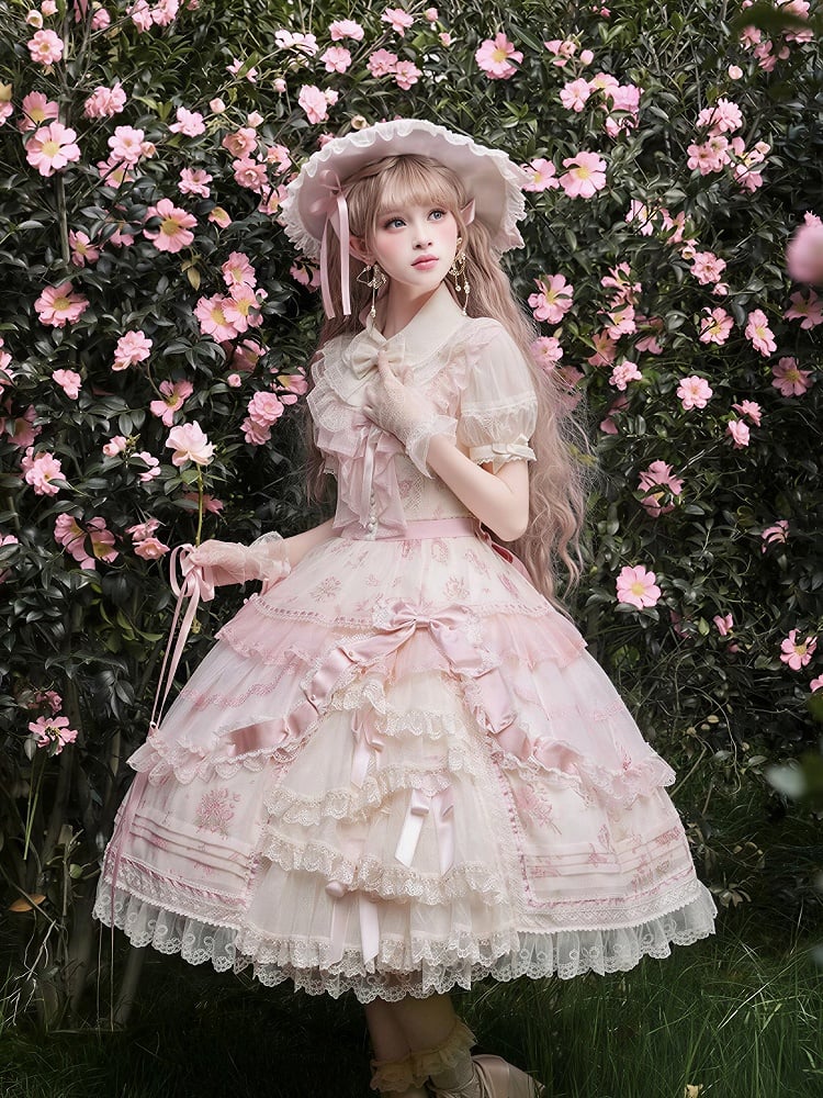 [pre-order Deadline: May 8] Sweet Lace Ribbon Layered Ruffle Blouse