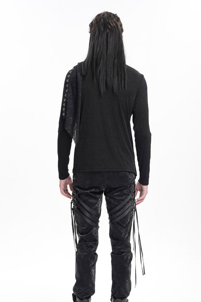 Black Chain Long Sleeves Print Stitching Asymmetric Gothic Sweatershirt