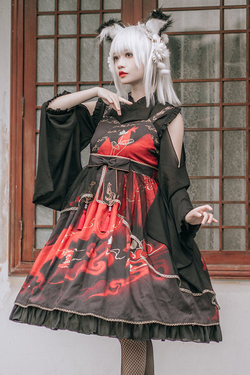 Chinese Style Cloud Fox Print Classic Lolita Jsk Dress