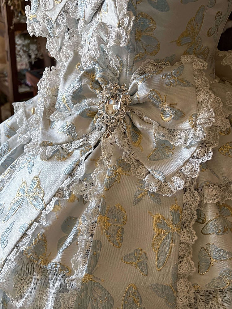 [pre-order Deadline: May 13] Blue/white/light Green Butterfly Fantasy Dress + Complete Set
