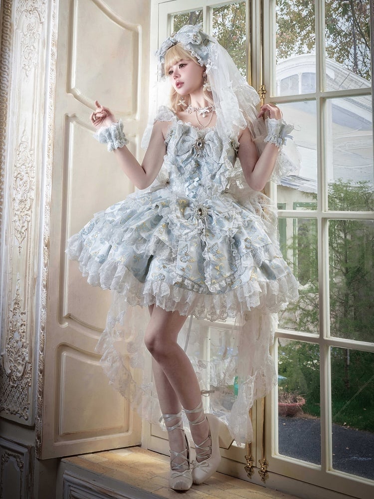 [pre-order Deadline: May 13] Blue/white/light Green Butterfly Fantasy Dress + Complete Set