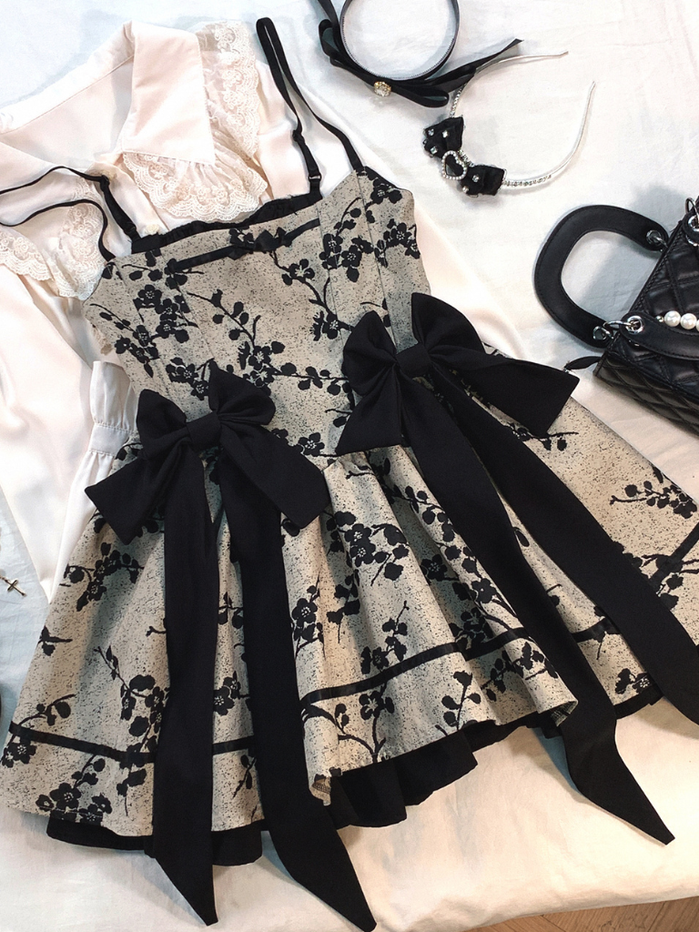 Dark Night Banquet Jacquard Retro Strapless Fishbone Bow Dress