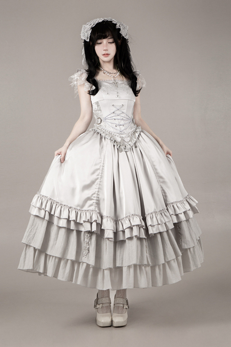 Gothic Lolita Skirt + Corset + Veil + Necklace + Waist Chain