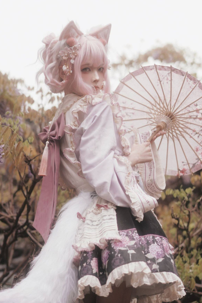 Chinese-style Lolita Top + Skirt + Apron + Headband + Bonnet