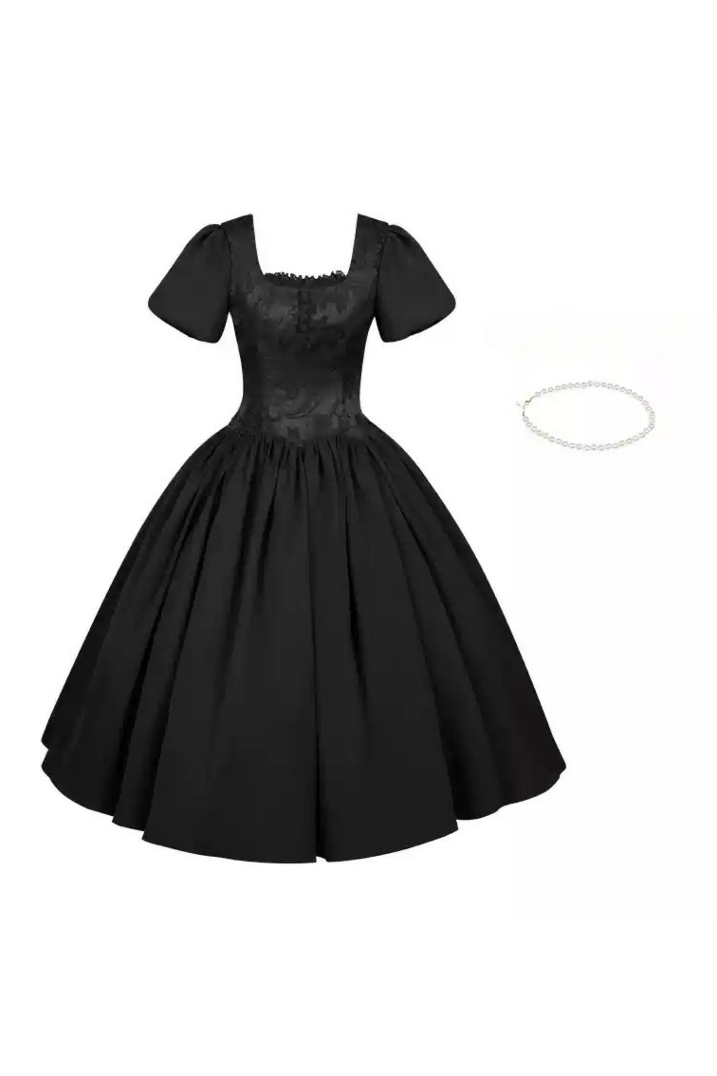 [pre-order] Dark Sweet Lolita Dress + Faux Collar + Necklace + Jacket + Ribbon + Sleeve + Fur Shawl