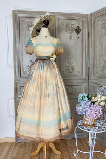 Marble Art High Waist Mark Lolita Dress