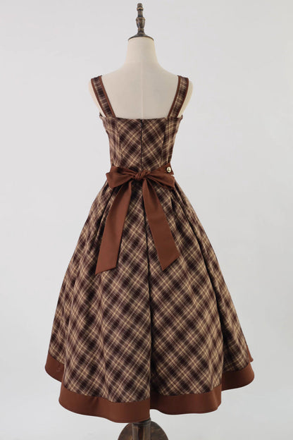 Brown [broken Pocket Watch] Sleeveless Printed Spliced Detective-style Classic Lolita Jsk Dress