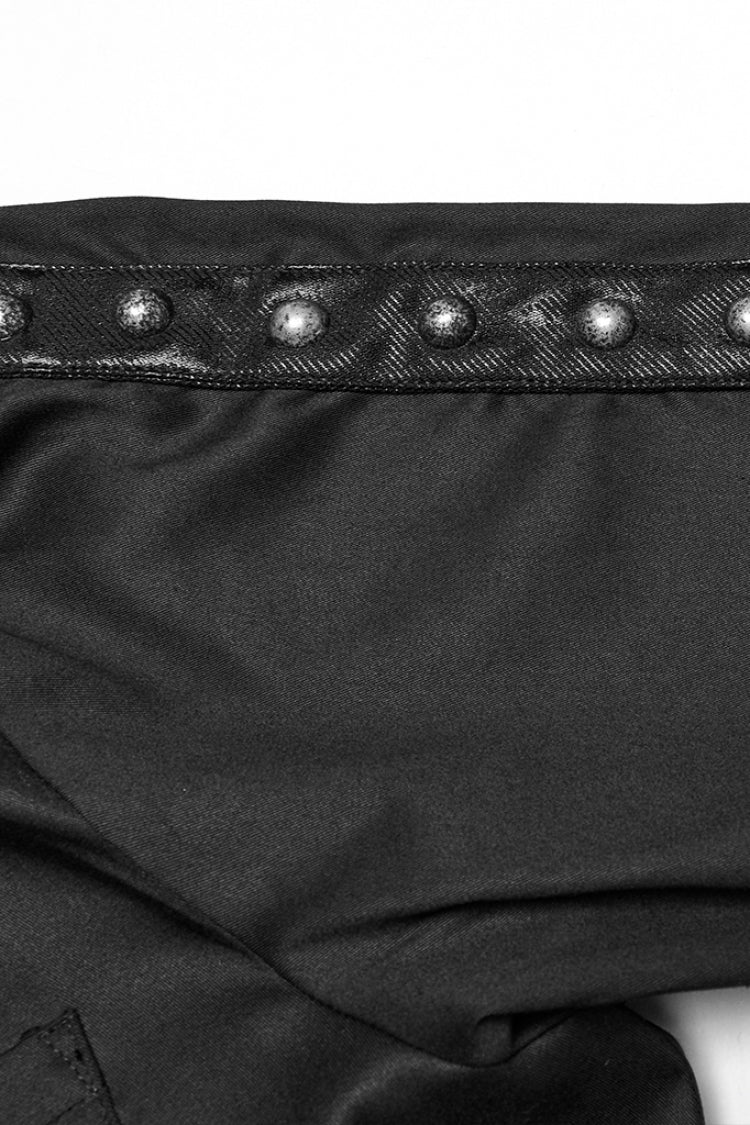 Black Lapel Collar Long Sleeves Stitching Mesh Punk Blouse