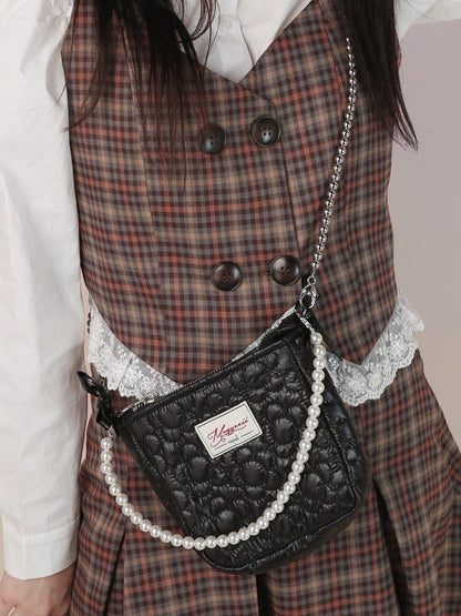 Sweet Fairy Embroidery Pearl Strap Mini Shoulder Bag