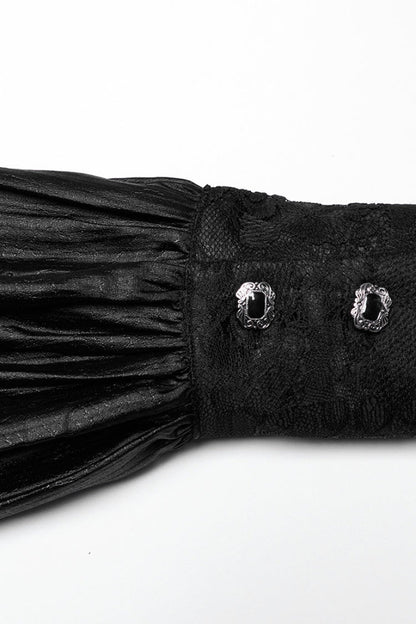 Black Long Puff Sleeves Spliced Lace Gothic Shirt