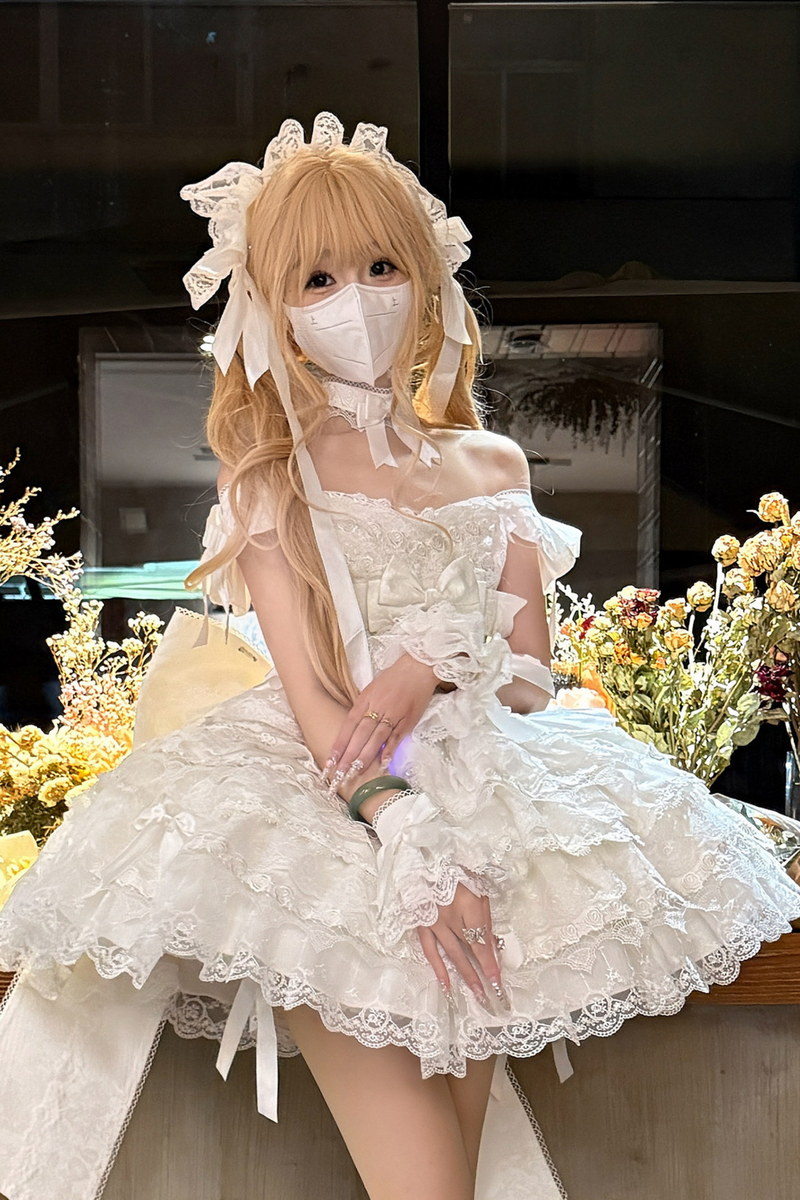 [pre-order] Princess Ballet Tiered Lolita Dress + Headband + Necklace + Sleeves + Tail