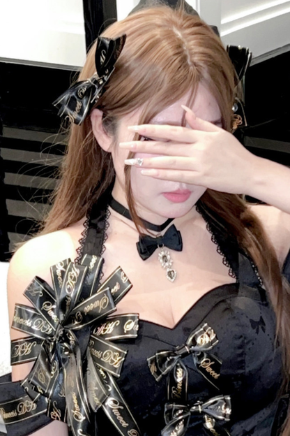 Many Logo Ribbon Princess Dress + Badge + Head Accessory + Tail