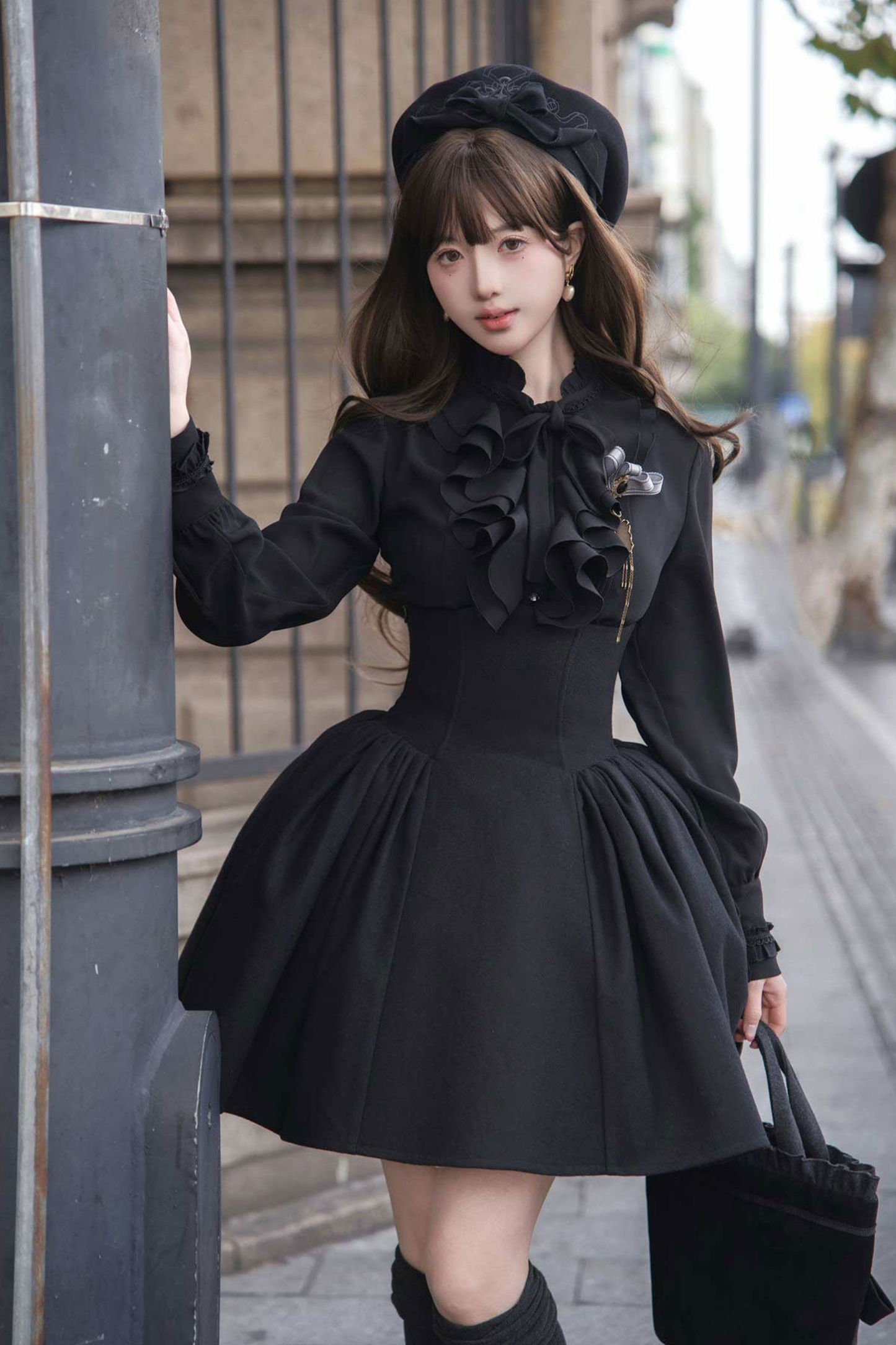 British Detective Lolita Coat + Cape + Skirt + Shirt + Bag + Brooch + Hat + Beret + Necklace