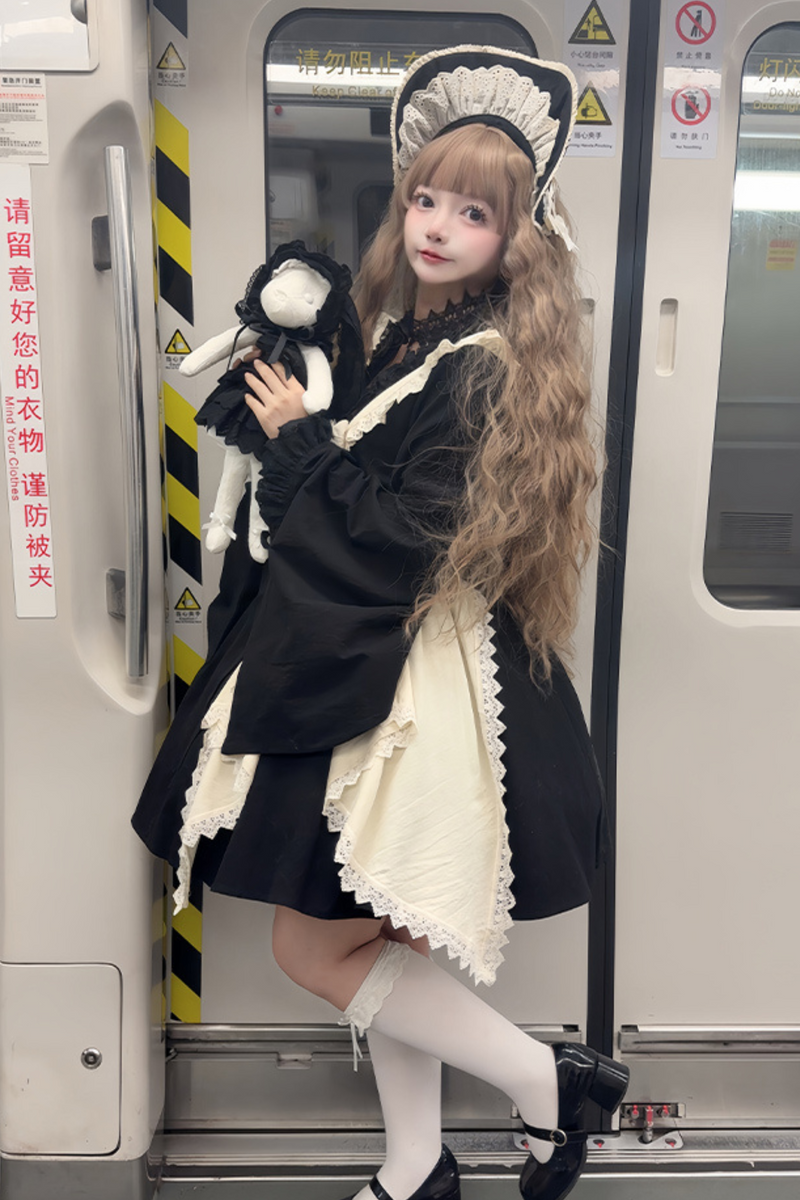 [pre-order] Gothic Doll Lolita Dress + Lolita Apron
