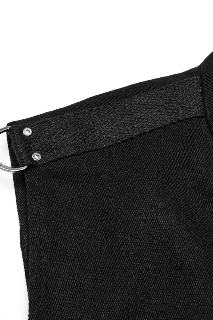 Black Cut-out Buckled Strappy Spaghetti Punk Vest