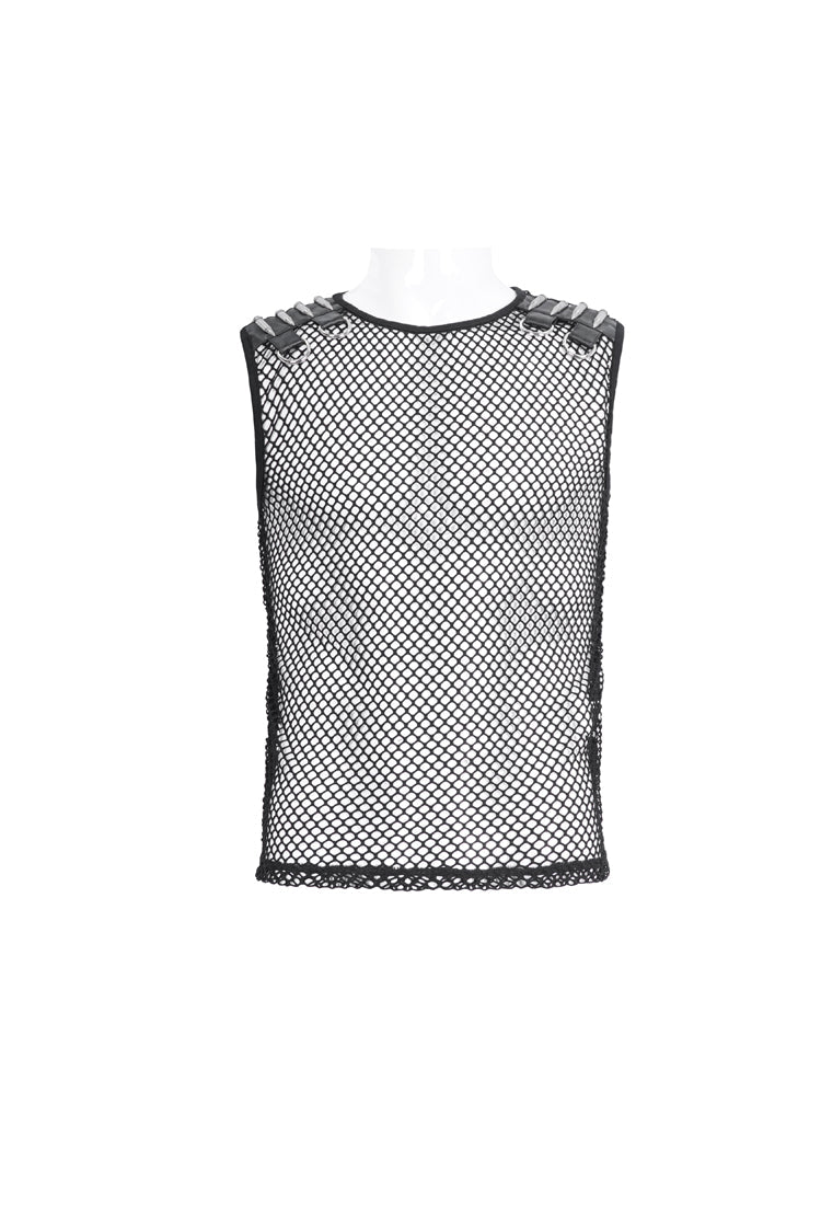 Black Round Collar Mesh Gothic Vest