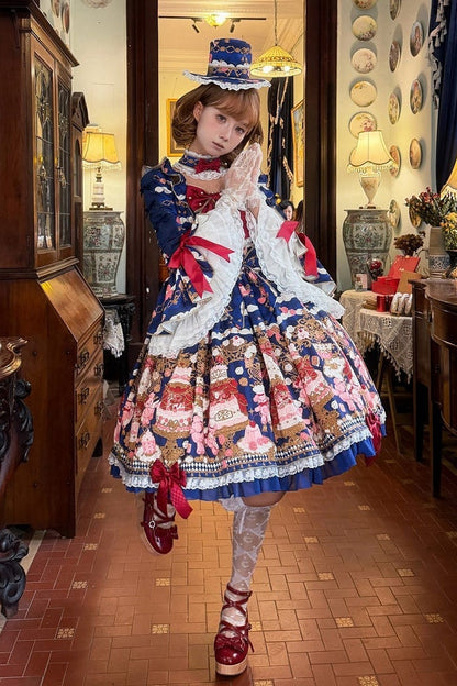 [pre-order Deadline: April 26] Retro Romance Sweet Lolita Ribbon Cake Print Princess Sleeve Dress