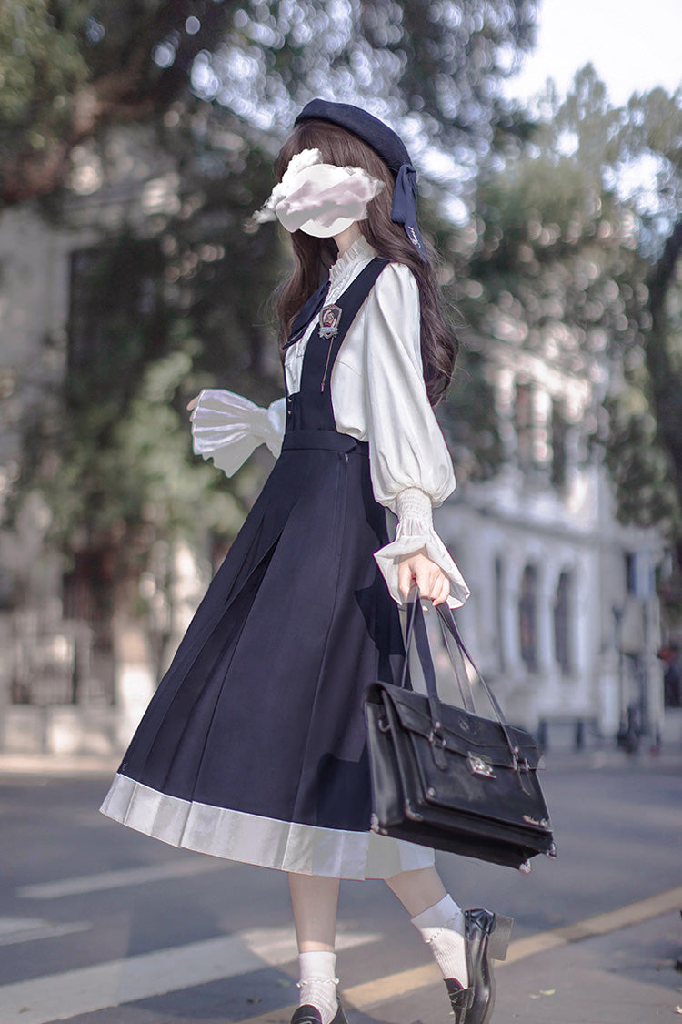 Blue Sleeveless Classic College Style Lolita Jumper Dress