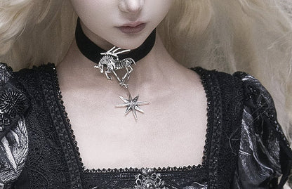 [pre-order Deadline: June 8] Phantom Knight Dark Gothic Square Neck Layered Dress (with Choker & Waist Belt)