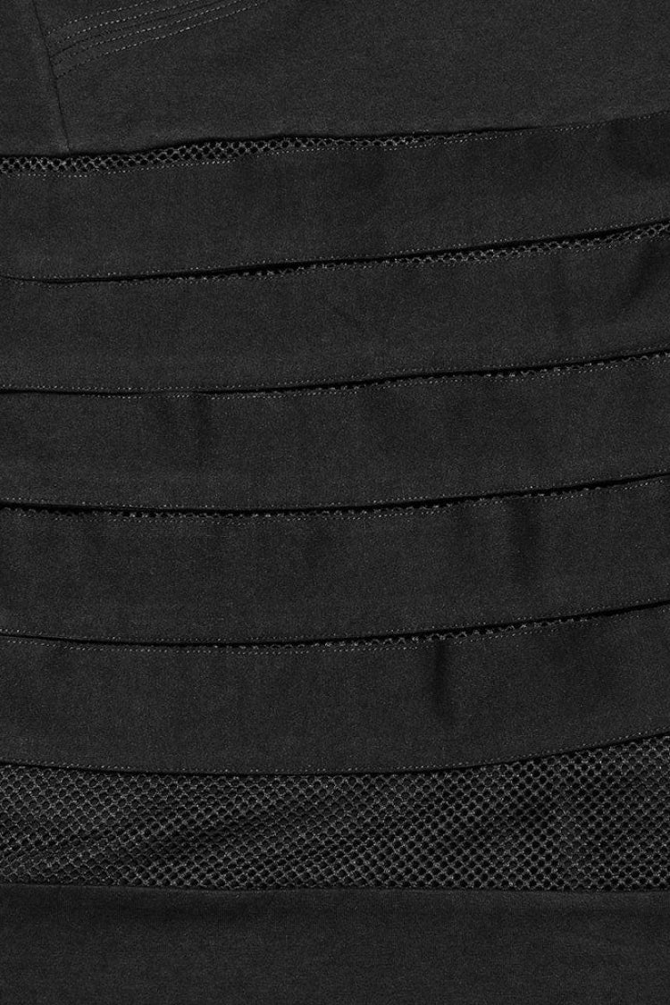 Black Short Sleeves Stitching Hooded Mesh Ripped Steampunk T-shirt