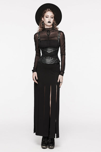 Black Stitching Lace Lace-up Underbust Gothic Corset
