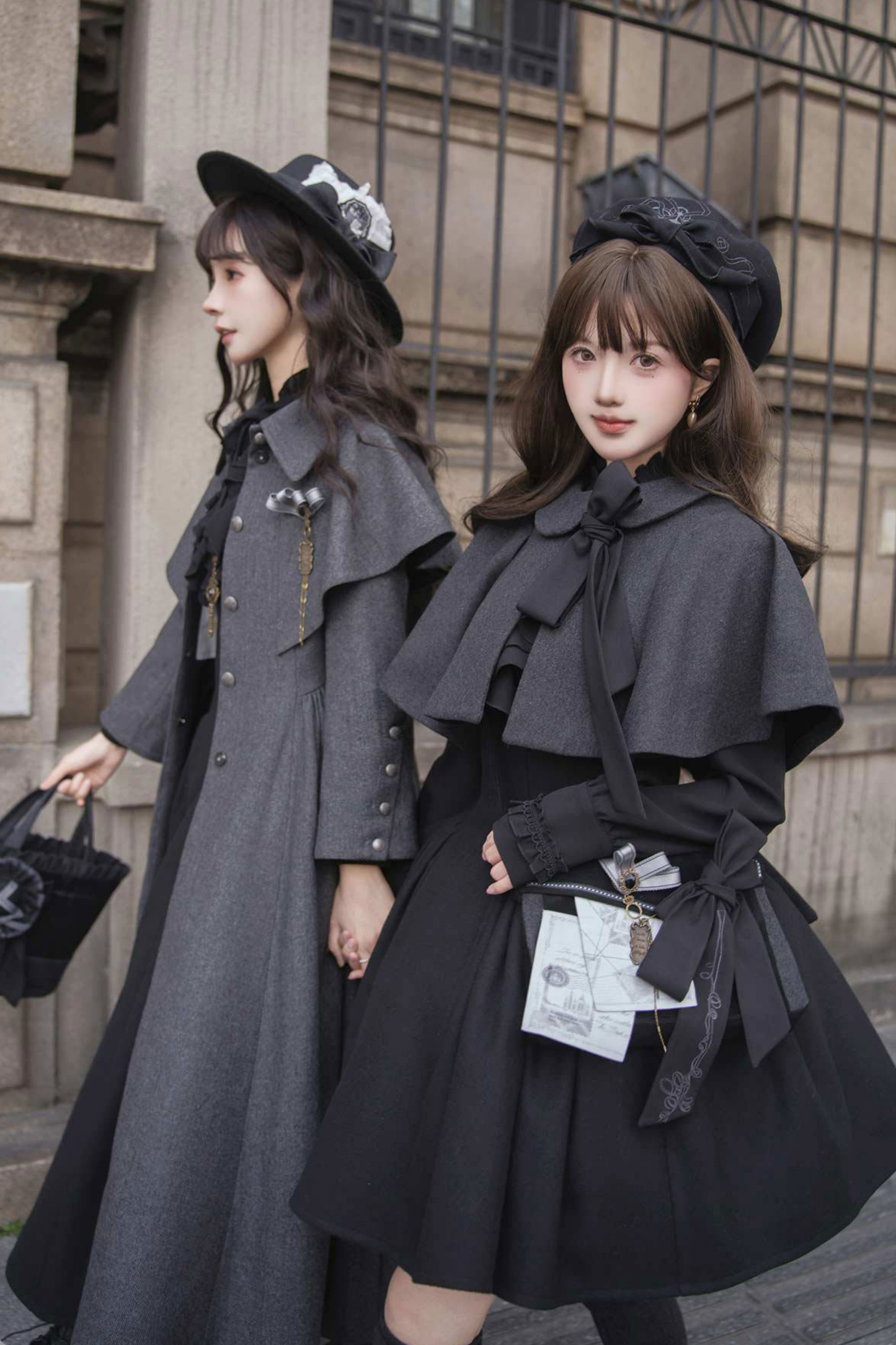 British Detective Lolita Coat + Cape + Skirt + Shirt + Bag + Brooch + Hat + Beret + Necklace