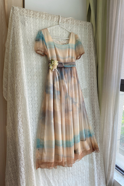 Marble Art High Waist Mark Lolita Dress