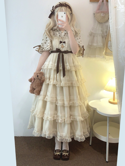 Lace Layered Tiered High Waist Dress