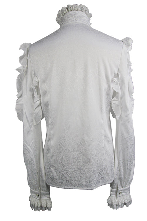 White Vampire Ruffled Sleeves Gothic Blouse