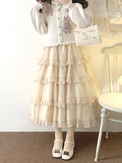 Lace Layered Tiered High Waist Dress
