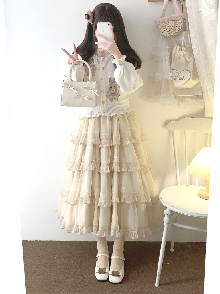 Lace Layered Tiered High Waist Dress