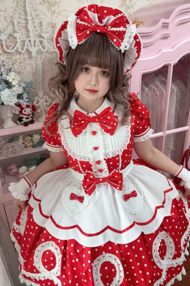 [pre-order] Retro Doll-like Lolita Dress + Hair Band + Clip + Bonnet + Hat