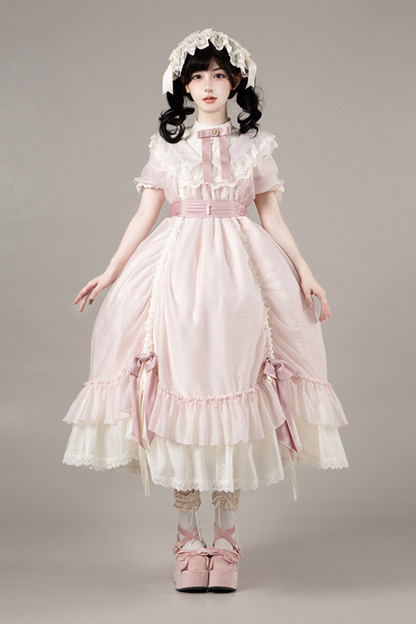 [pre-order] Rose Ruffle Lolita Dress + Dress + Belt + Brooch + Ribbon + Headband + Sleeve