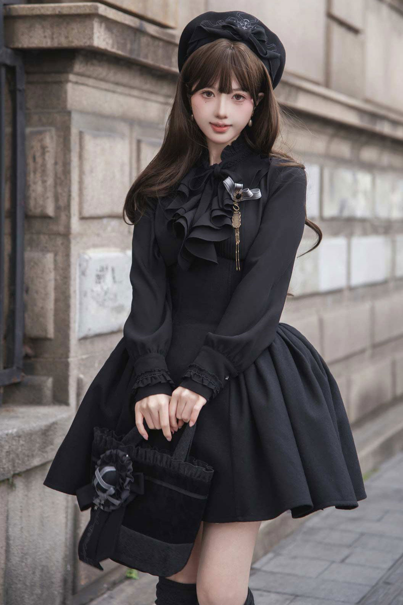 British Detective Lolita Coat + Cape + Skirt + Shirt + Bag + Brooch + Hat + Beret + Necklace