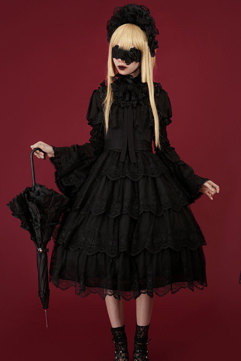 Flower Banquet Princess Sleeve Shirt + Ruffle Lolita Dress
