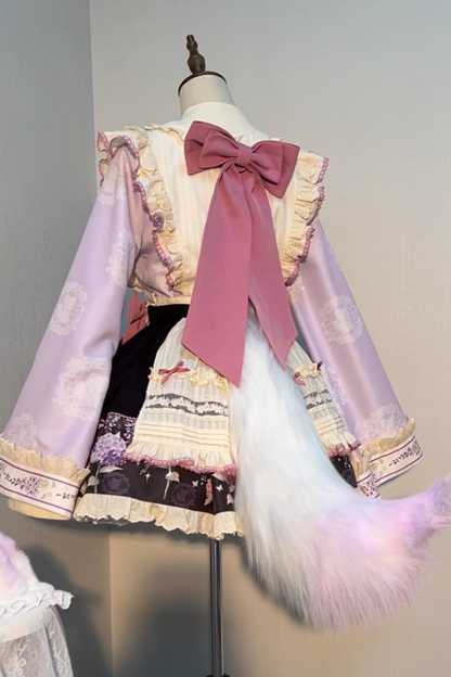 Chinese-style Lolita Top + Skirt + Apron + Headband + Bonnet