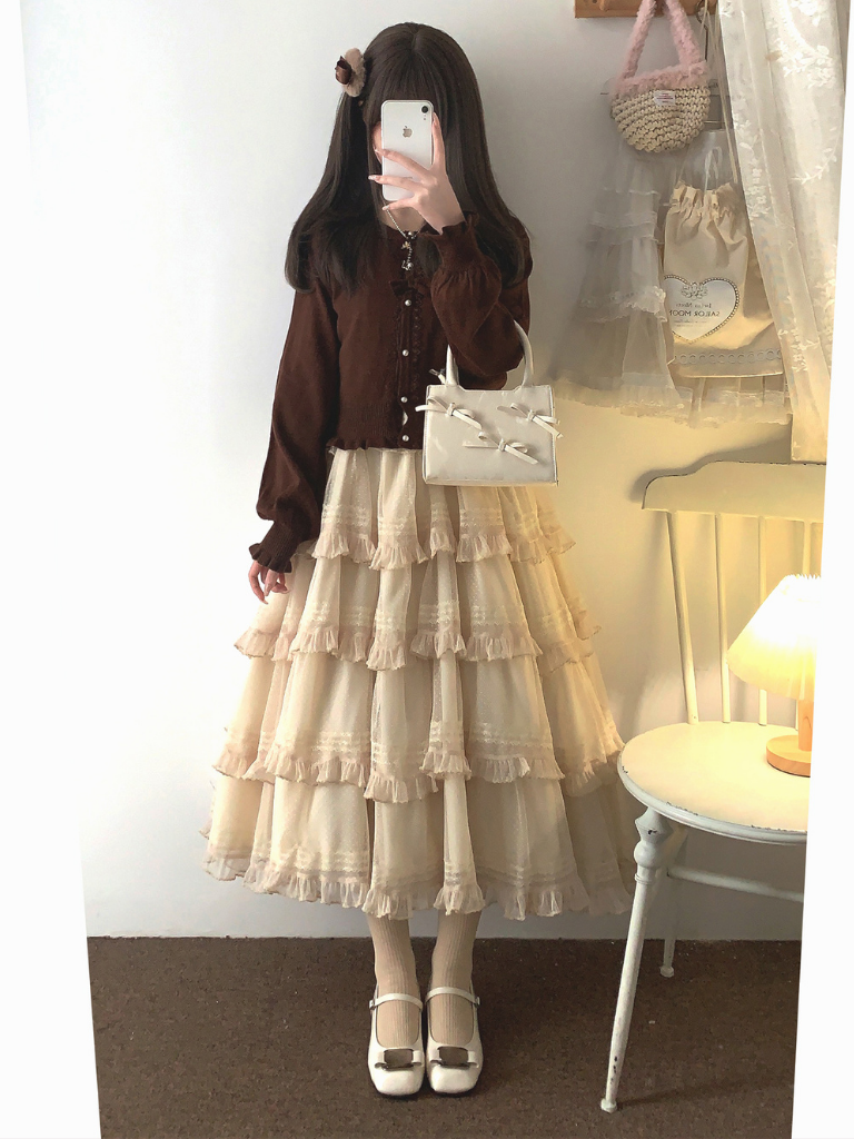 Lace Layered Tiered High Waist Dress