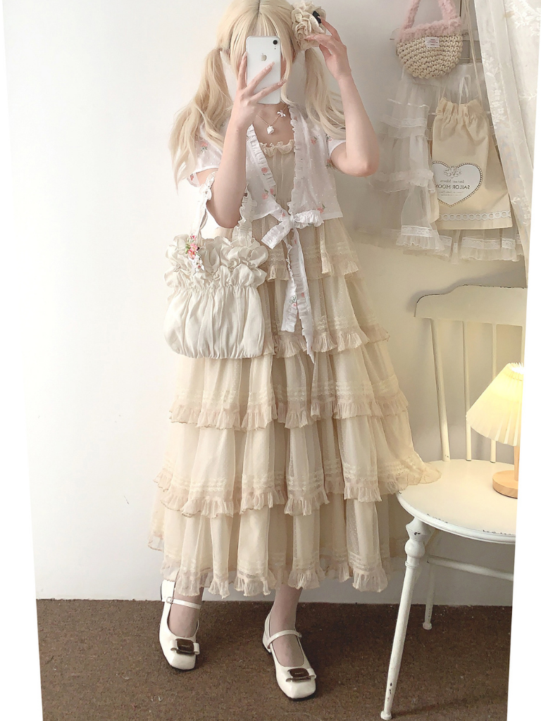 Lace Layered Tiered High Waist Dress