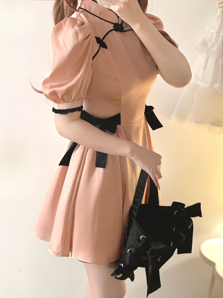 Chinese-style Detail Satin Dress