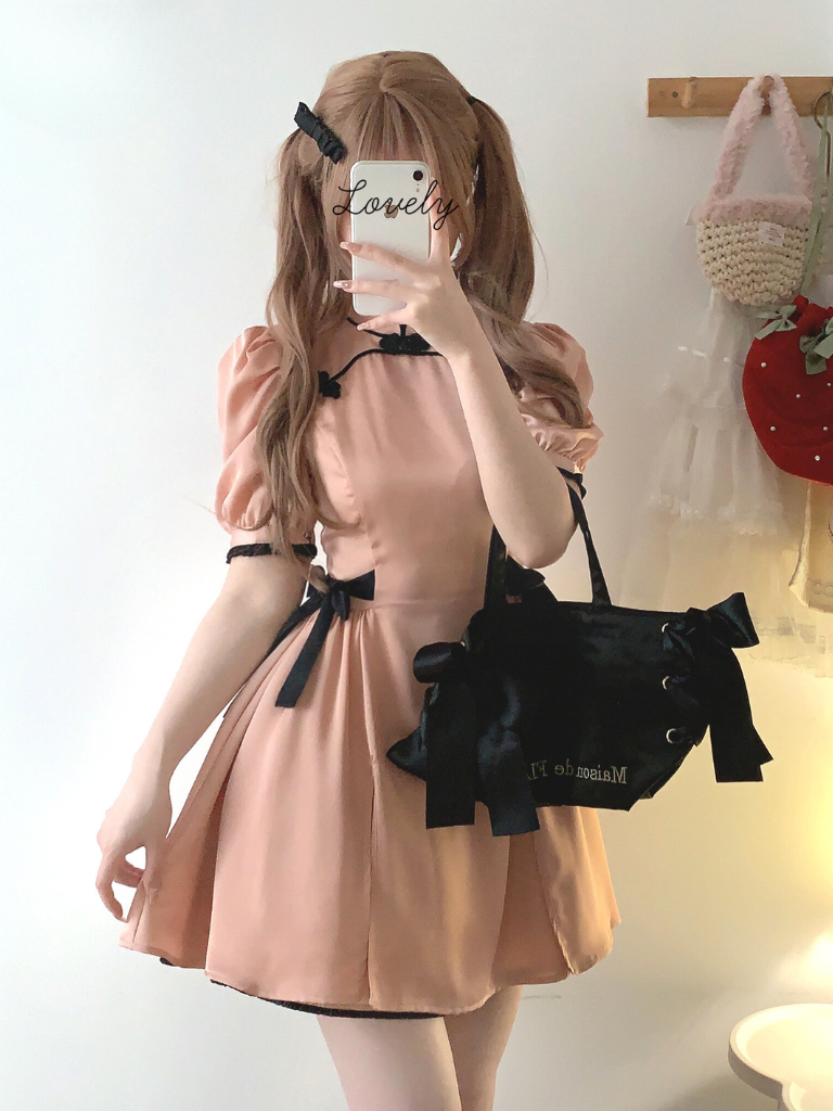 Chinese-style Detail Satin Dress