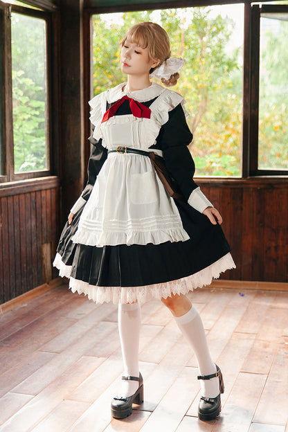 [violent Maid] Long Puff Sleeves Bowknot Classic Lolita Dress 2 Colors