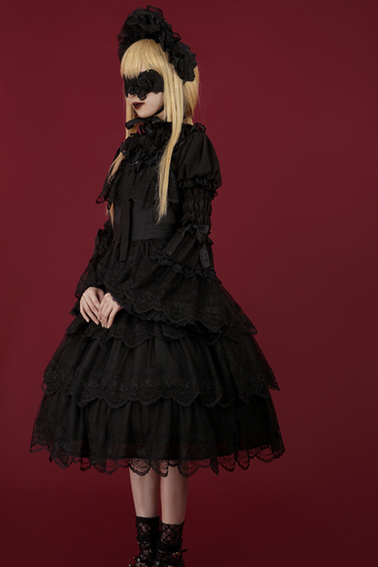 Flower Banquet Princess Sleeve Shirt + Ruffle Lolita Dress
