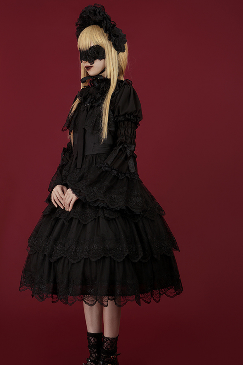 Flower Banquet Princess Sleeve Shirt + Ruffle Lolita Dress