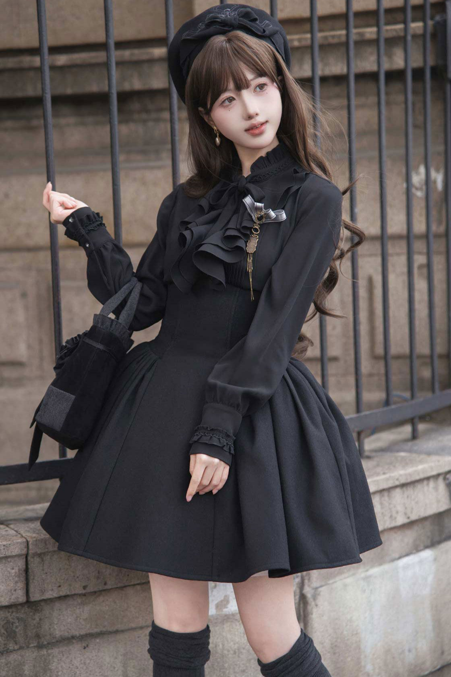 British Detective Lolita Coat + Cape + Skirt + Shirt + Bag + Brooch + Hat + Beret + Necklace