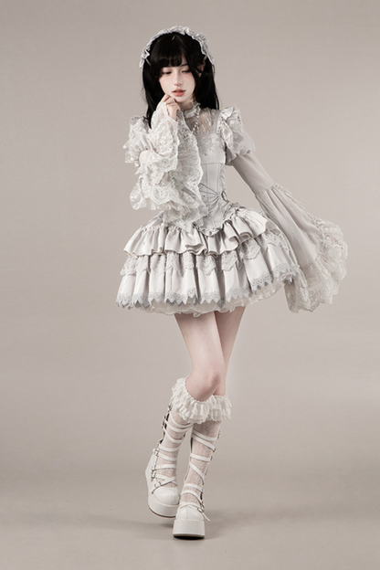 Gothic Lolita Skirt + Corset + Veil + Necklace + Waist Chain