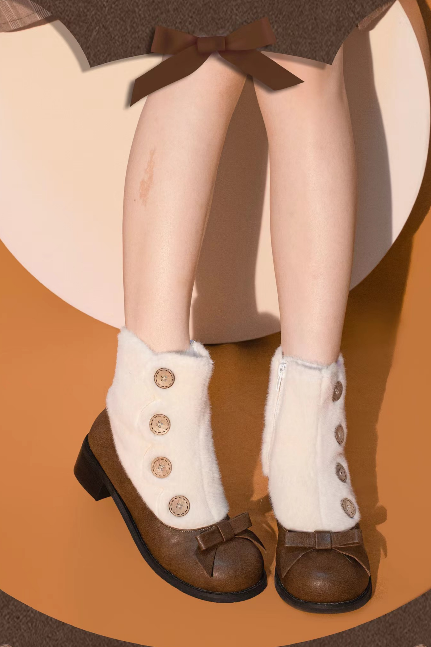 [pre-order] Retro Button Fur Socks Cover Fake Design Boots